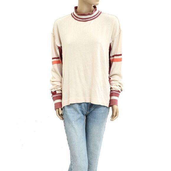 Free People We The Free Full Speed Tee High Crew Neck Top Striped M New 281863 - Picture 4 of 7